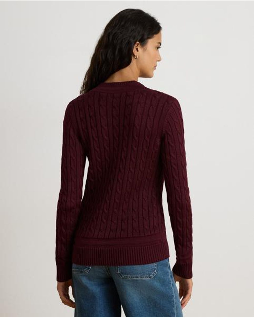 Ralph Lauren Purple Cable-Knit Cricket Jumper