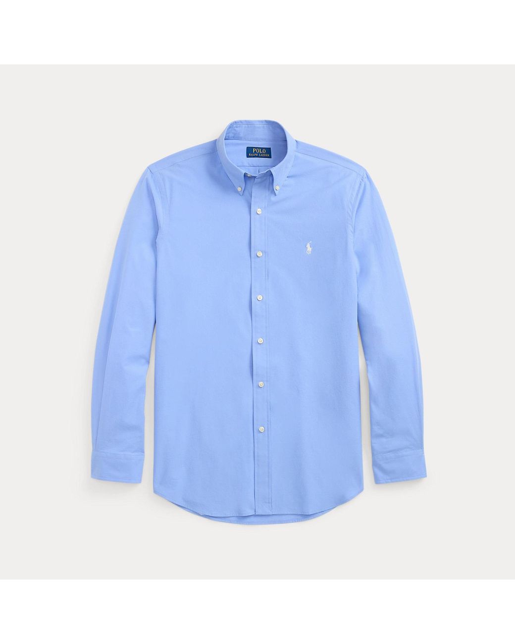 Polo Ralph Lauren Blue Custom Fit Stretch Poplin Shirt for men