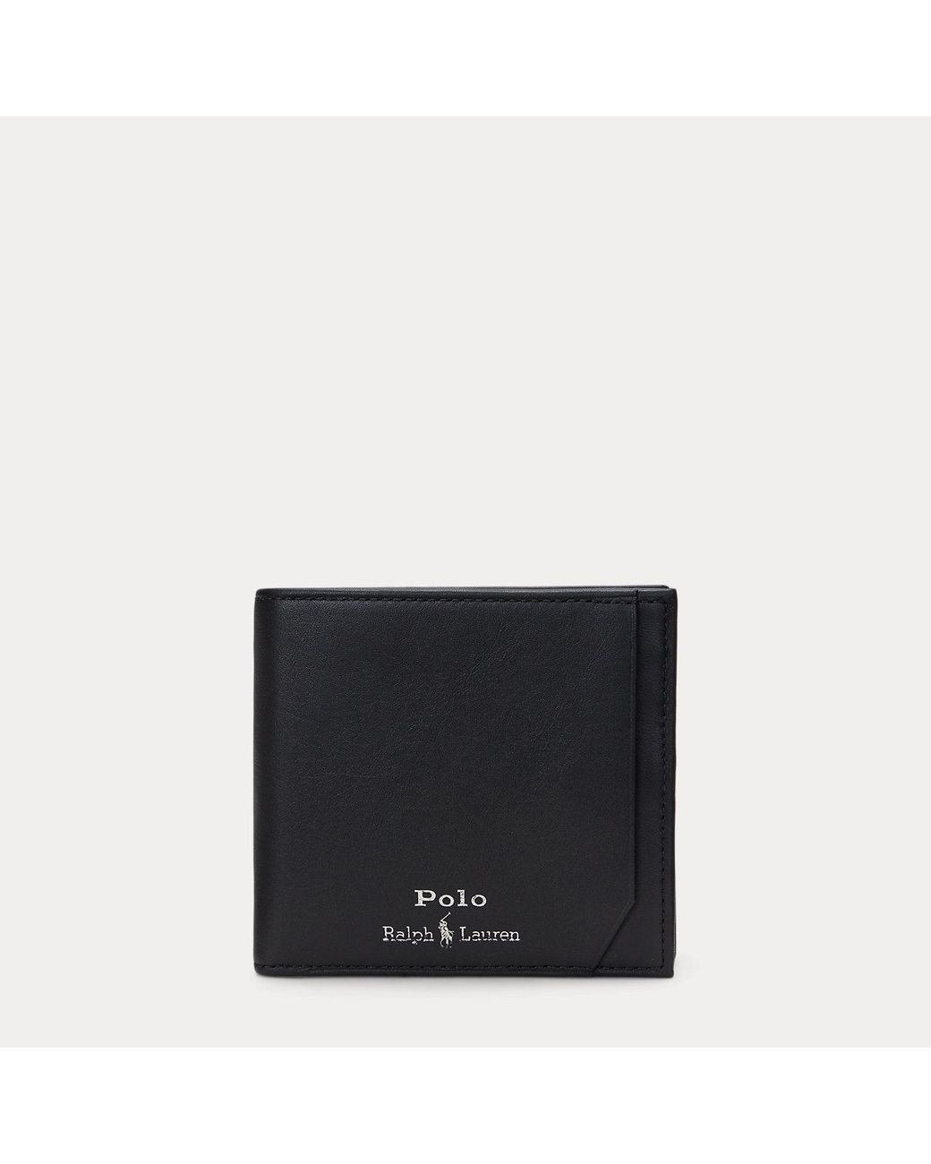 Polo Ralph Lauren Black Smooth Leather Billfold Coin Wallet for men