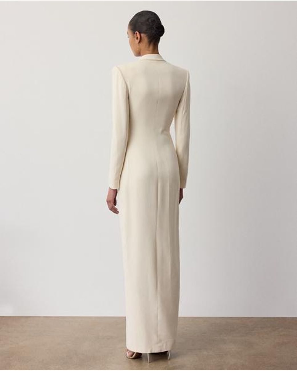 Ralph Lauren Kristian Silk Tuxedo Dress in Natural