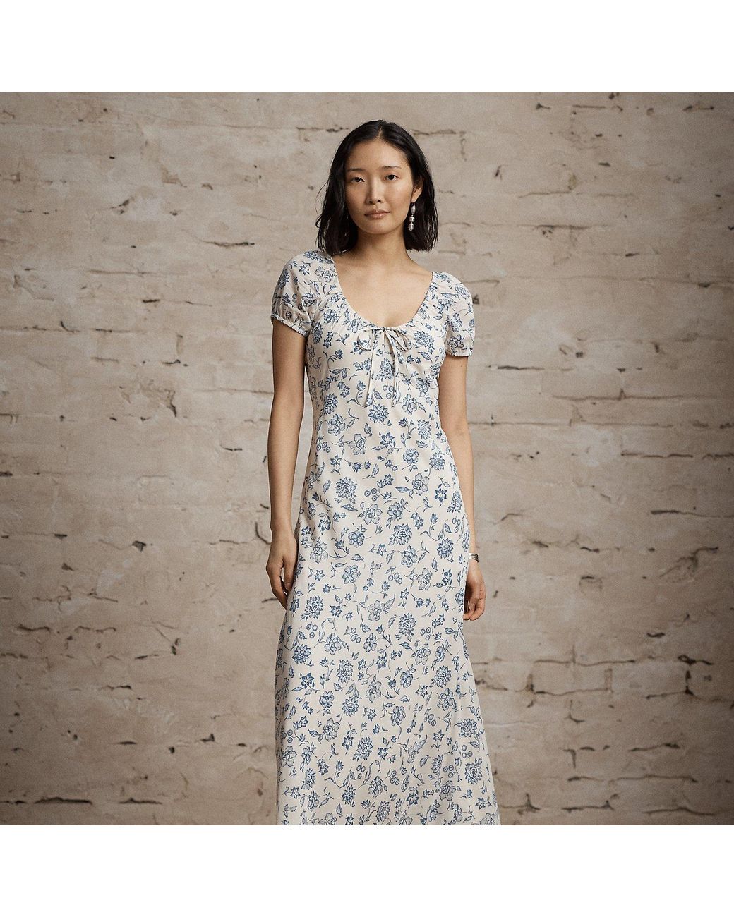 RRL White Floral-Print Voile Dress
