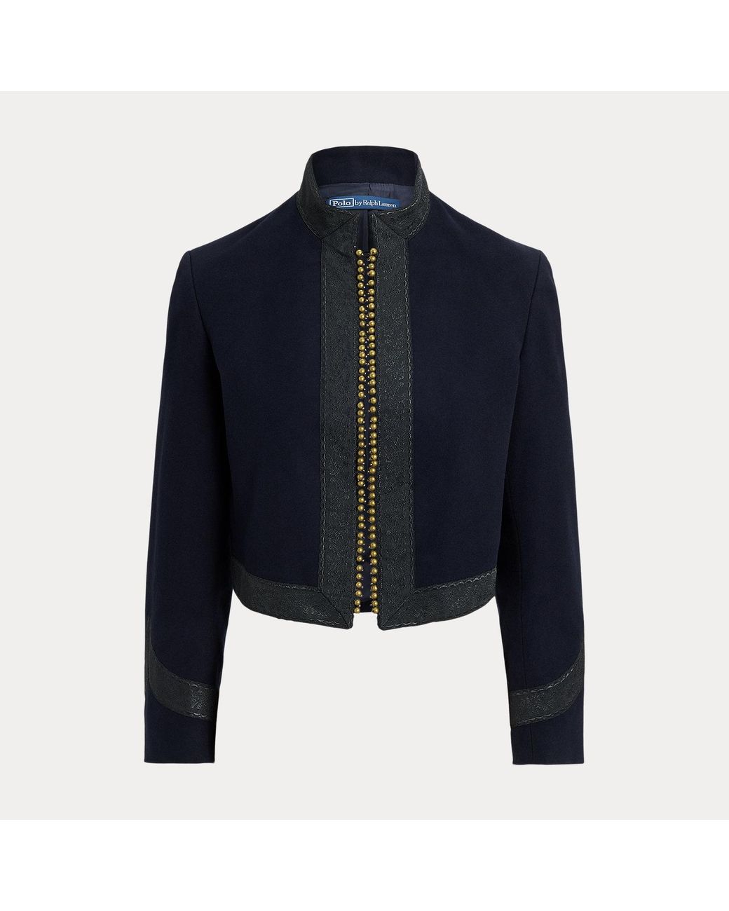 Polo Ralph Lauren Blue Embellished Cropped Cotton Jacket