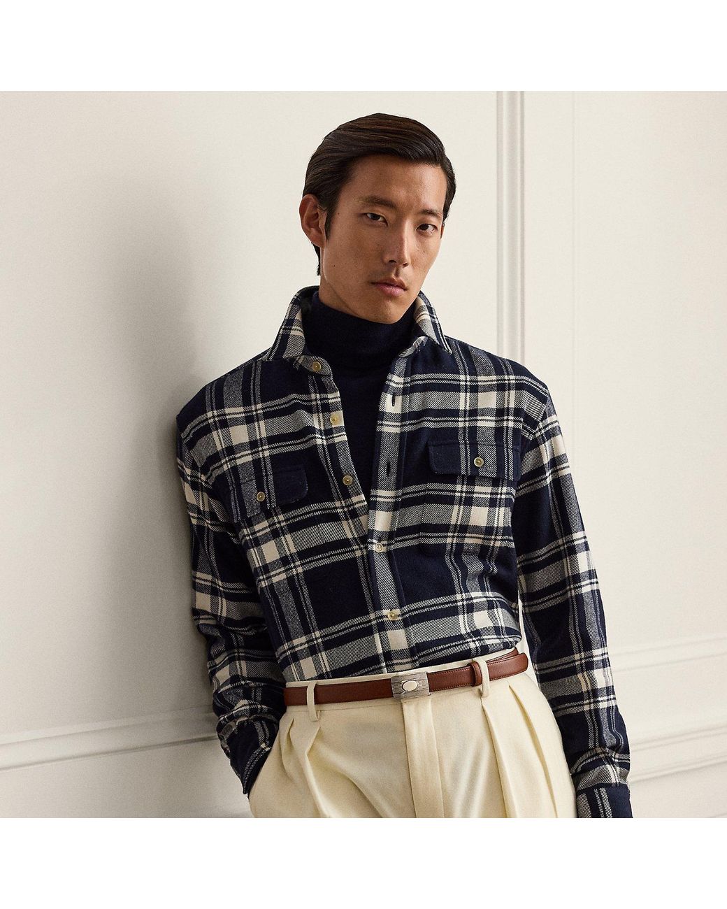 Ralph Lauren Black Plaid Flannel Shirt for men