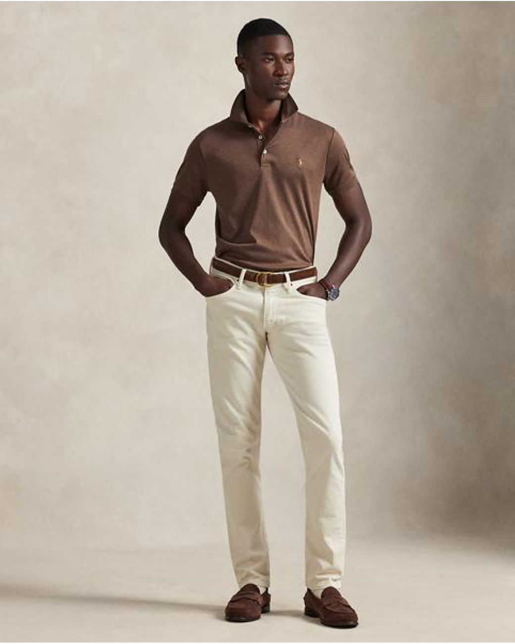 Polo Ralph Lauren Brown Custom Slim Fit Soft Cotton Polo Shirt for men