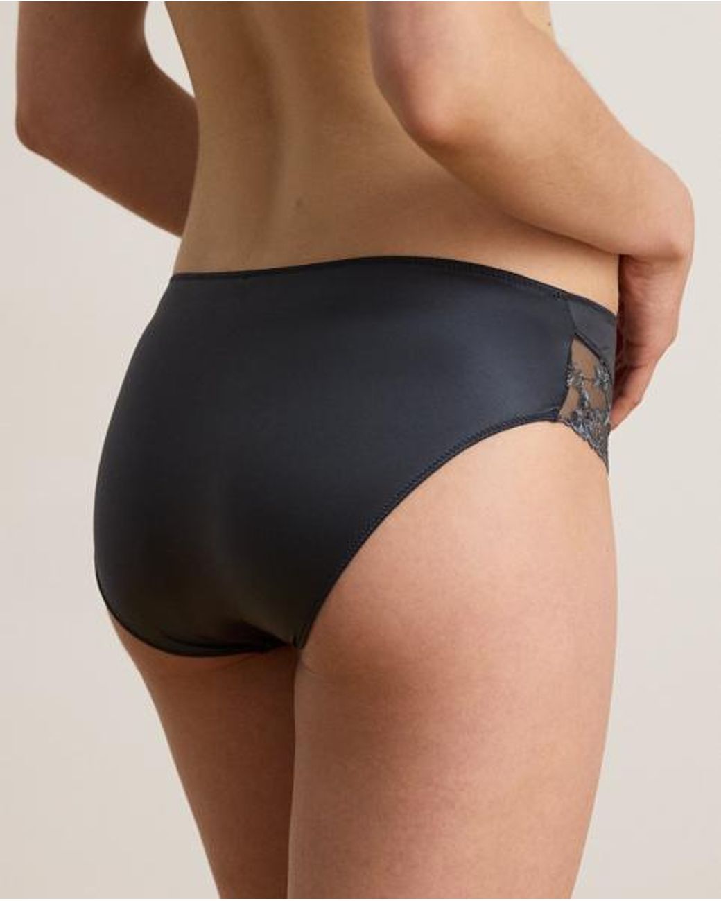 Ralph Lauren Gray Embroidered Mesh & Satin Tap Short Brief