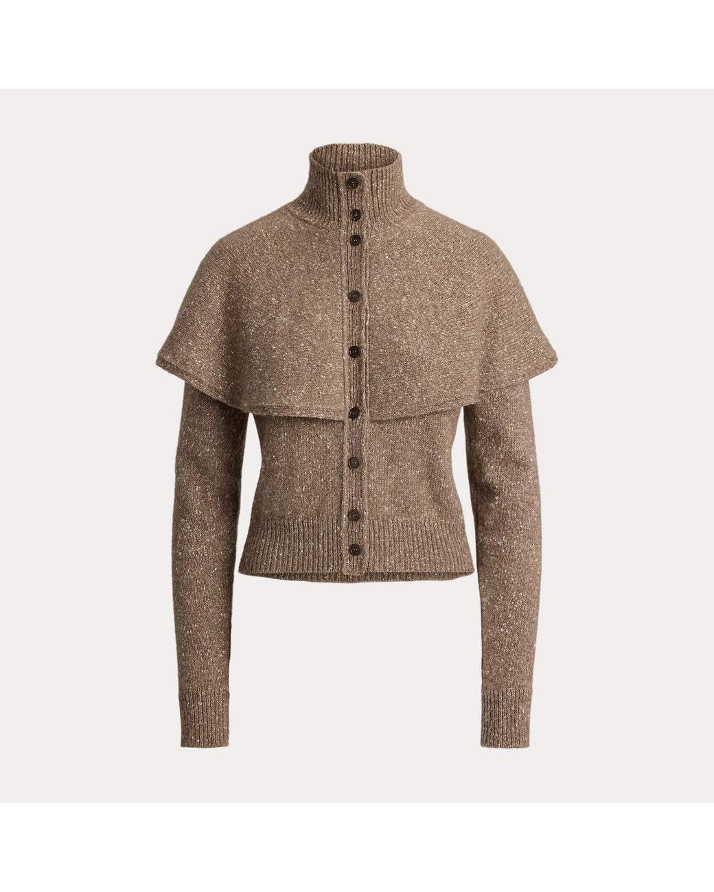 Ralph Lauren Brown Cashmere Donegal Cape Cardigan Jumper