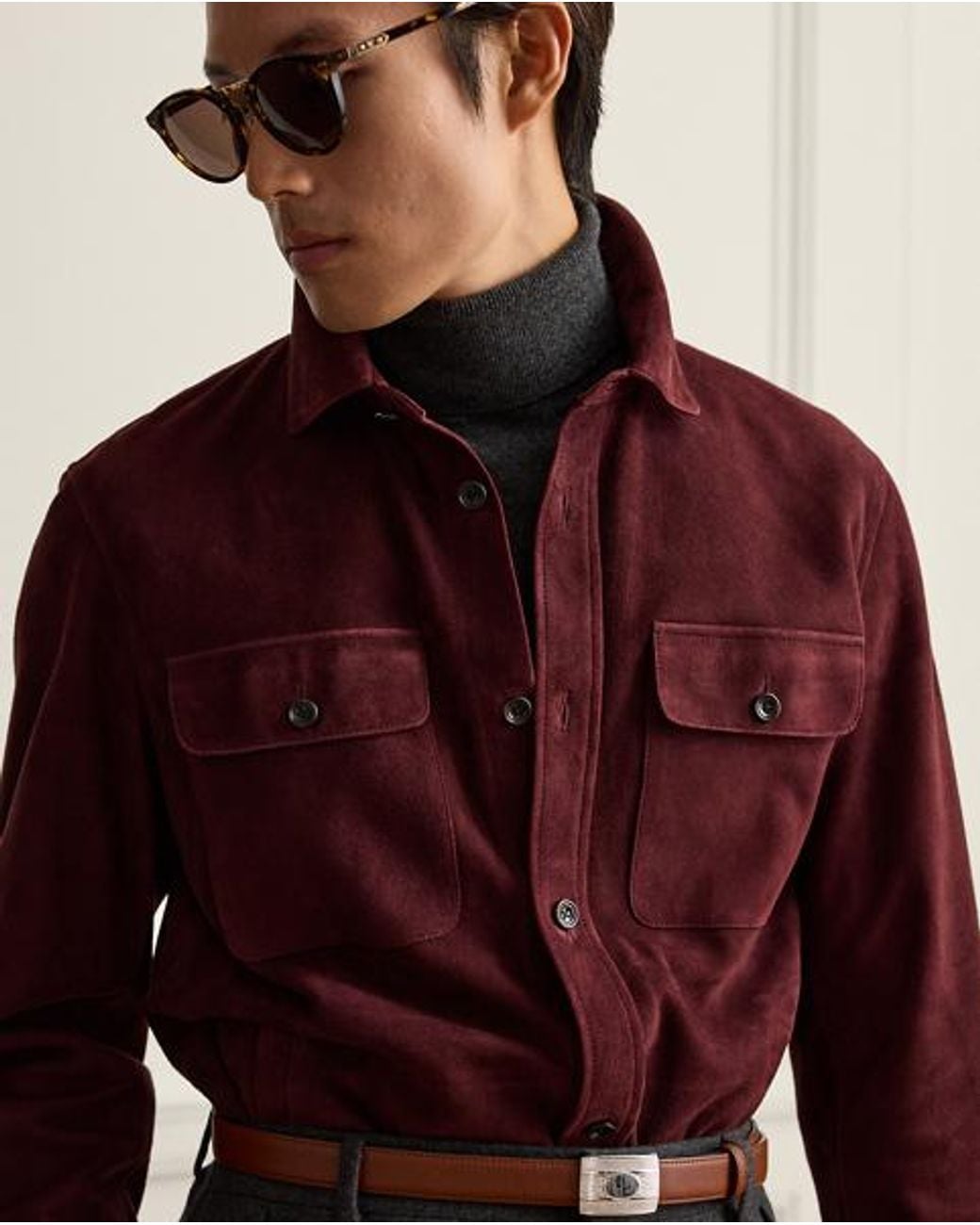 Ralph Lauren Red Calloway Suede Shirt Jacket for men
