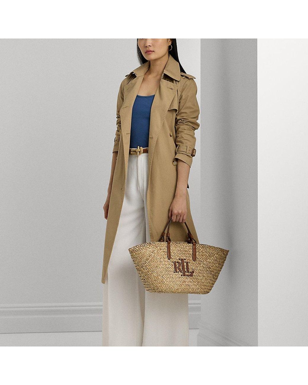 Lauren Ralph Lauren かごバッグ Shelbie Straw Medium Lauren Ralph Lauren Shelbie Straw Medium Tote Bag