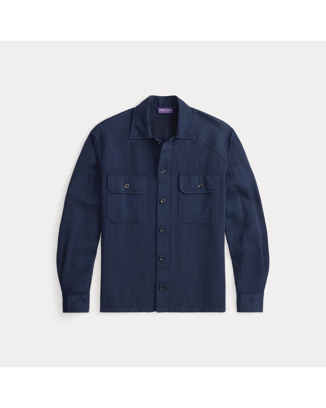 Ralph Lauren Blue Garment-Dyed Cotton-Linen Shirt for men