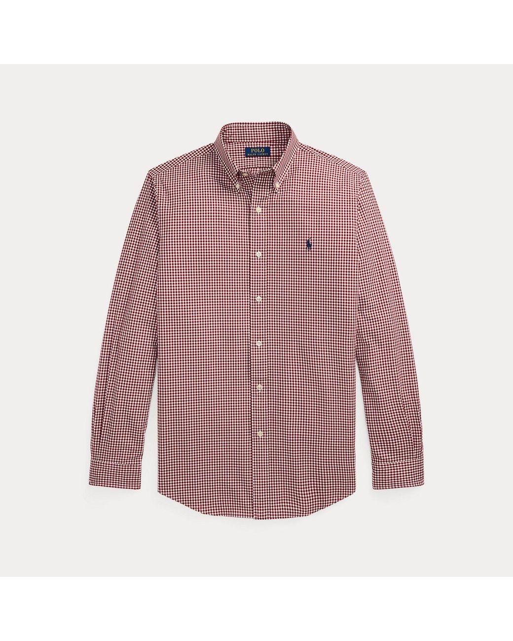 Polo Ralph Lauren Brown Custom Fit Gingham Stretch Poplin Shirt for men