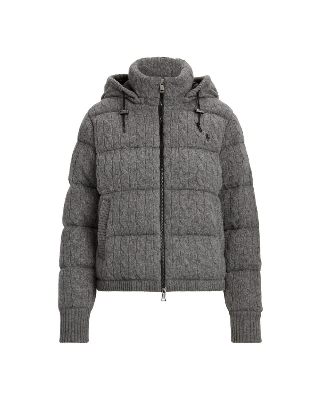 Polo Ralph Lauren Cable-knit Down-filled Jacket in Gray | Lyst