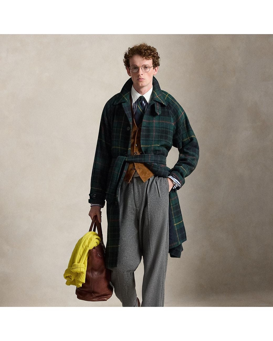 Polo Ralph Lauren Multicolor Plaid Tweed Balmacaan Coat for men