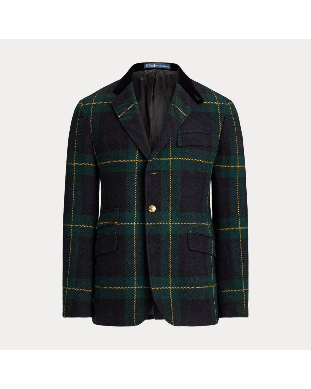 Polo Ralph Lauren Black Polo Tailored Fit Plaid Tweed Blazer for men