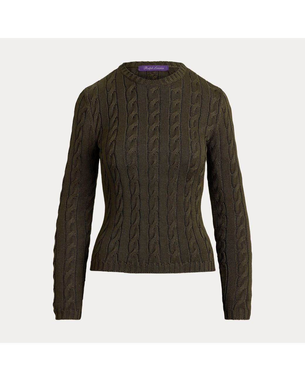 Ralph Lauren Green Cable-Knit Silk-Blend Crewneck Jumper