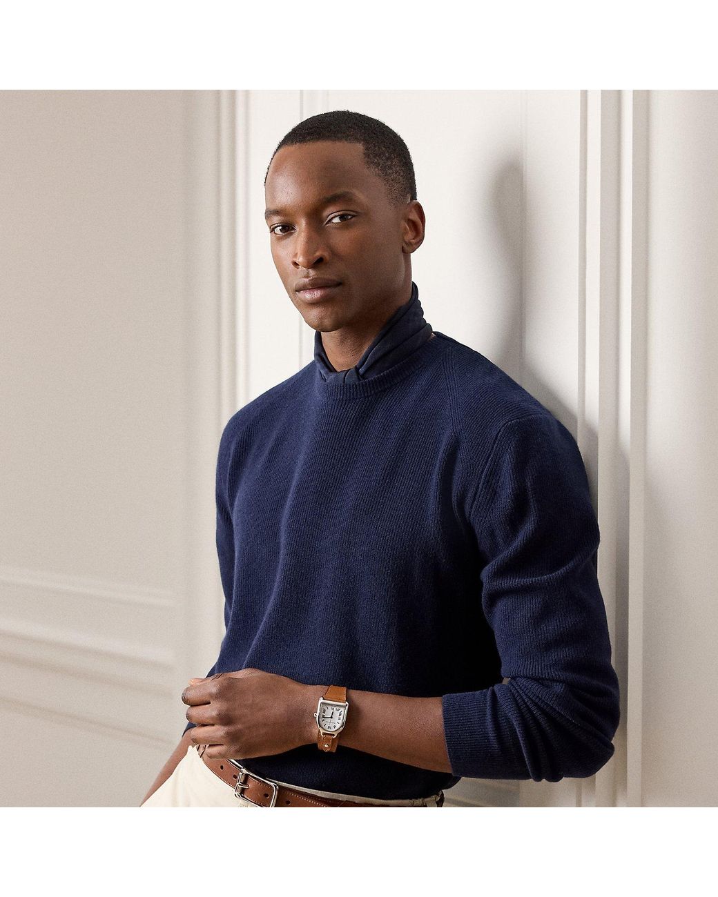 Ralph Lauren Blue Textured Cashmere Jumper for men