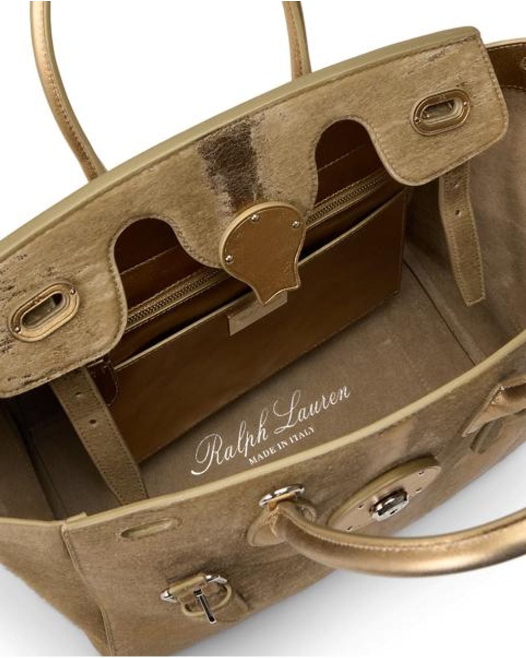 Ralph Lauren Natural Extra-Soft Ricky 33 Foiled Haircalf Bag