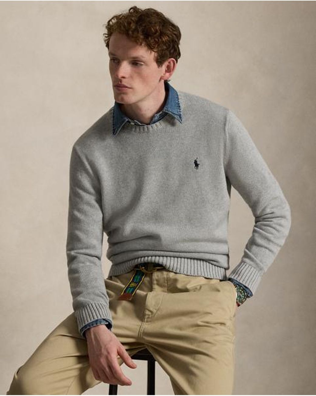Polo Ralph Lauren Gray Cotton Crewneck Jumper for men