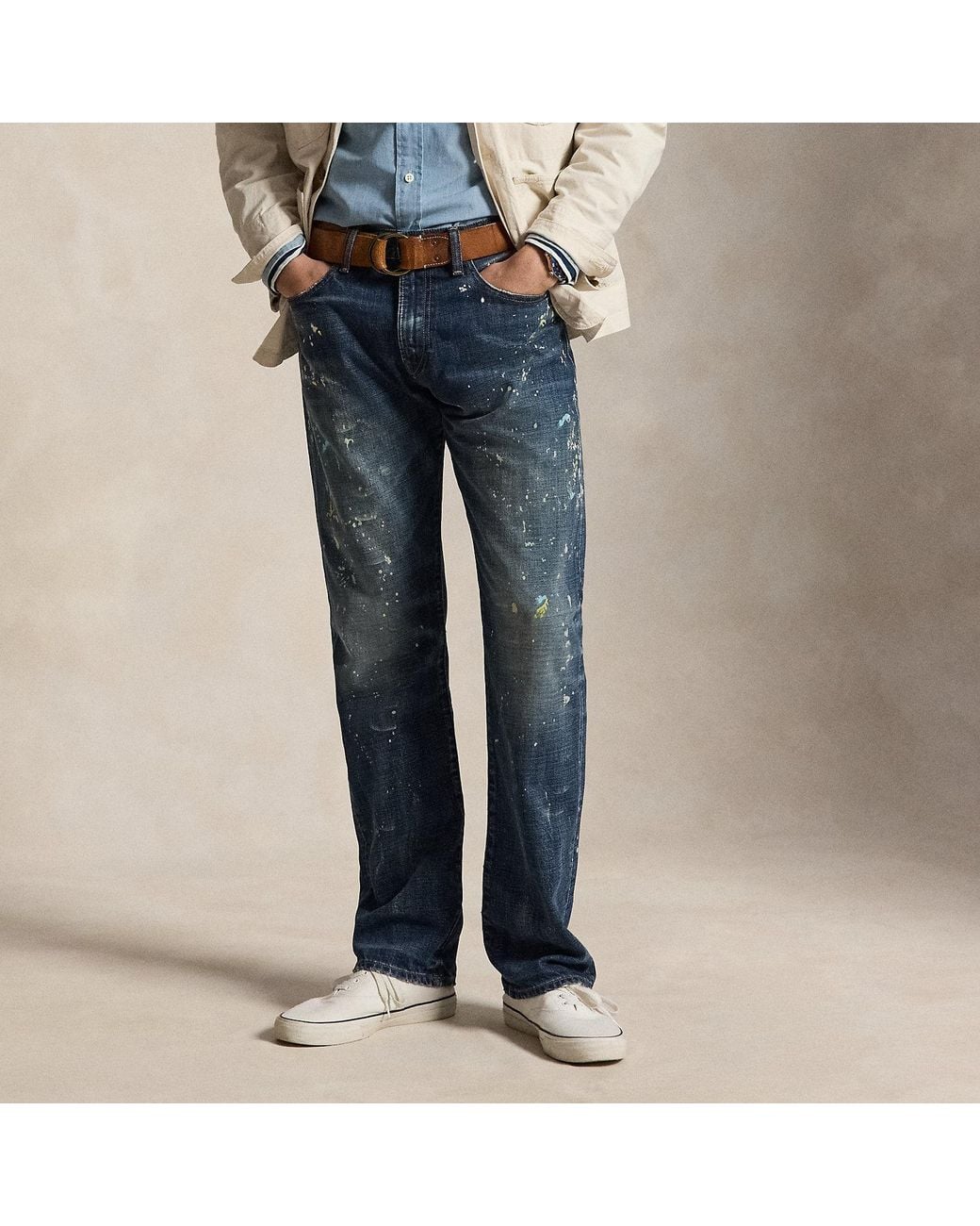 Polo Ralph Lauren Blue Hampton Straight Distressed Jeans for men