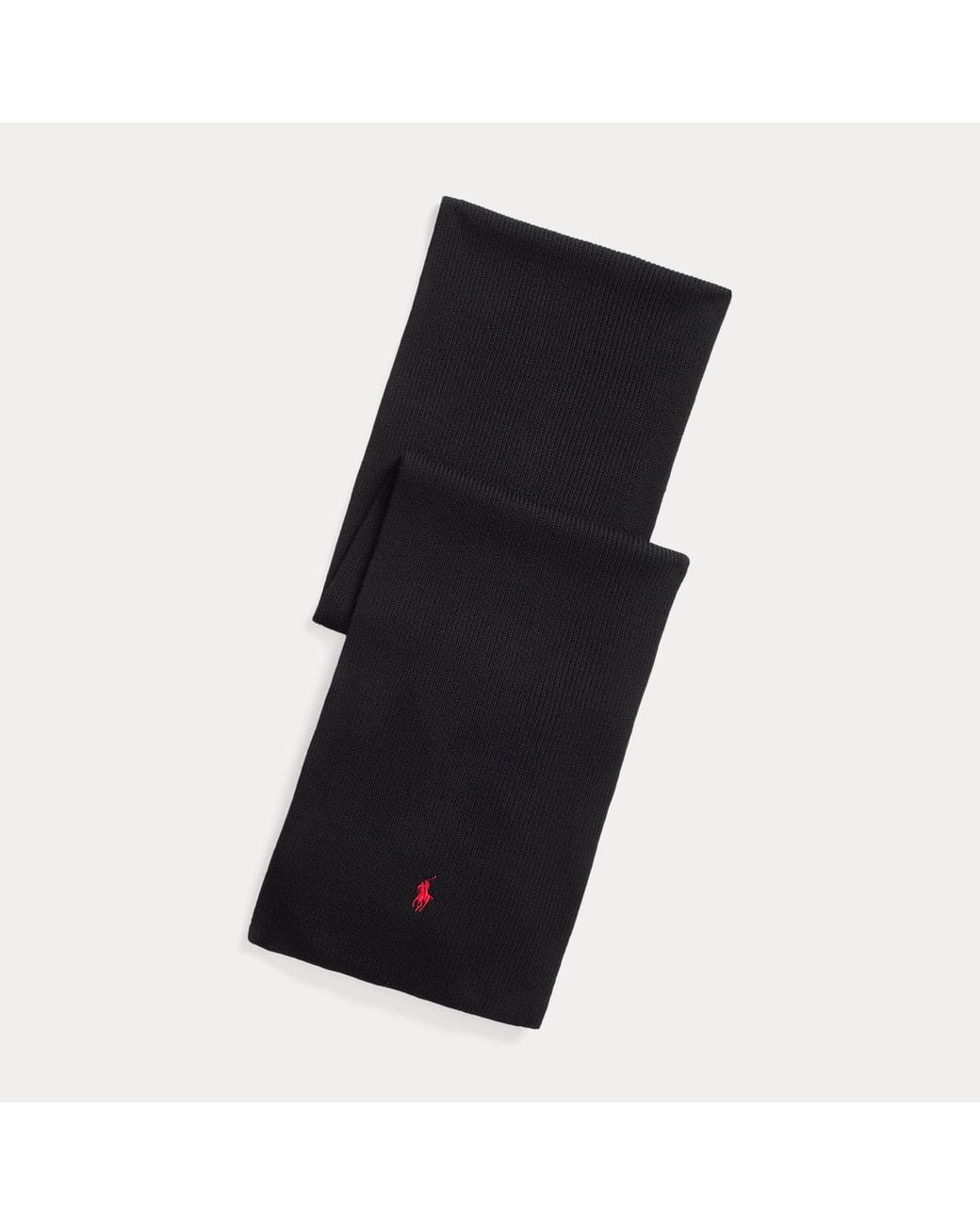 Polo Ralph Lauren Black Signature Pony Wool Scarf for men
