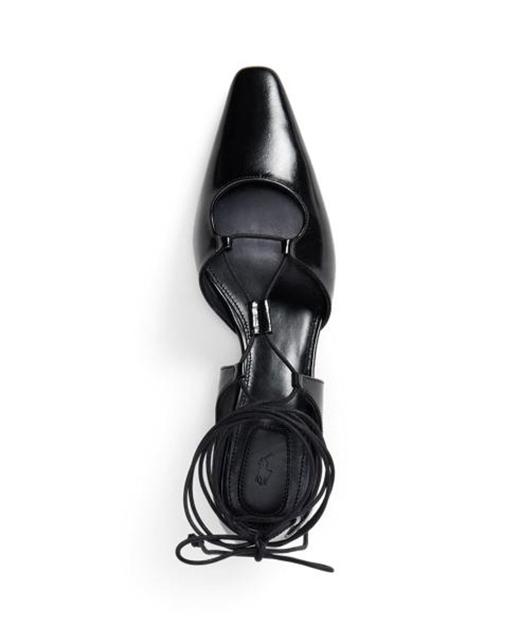 Polo Ralph Lauren Black Calfskin Lace-Up Kitten Heel