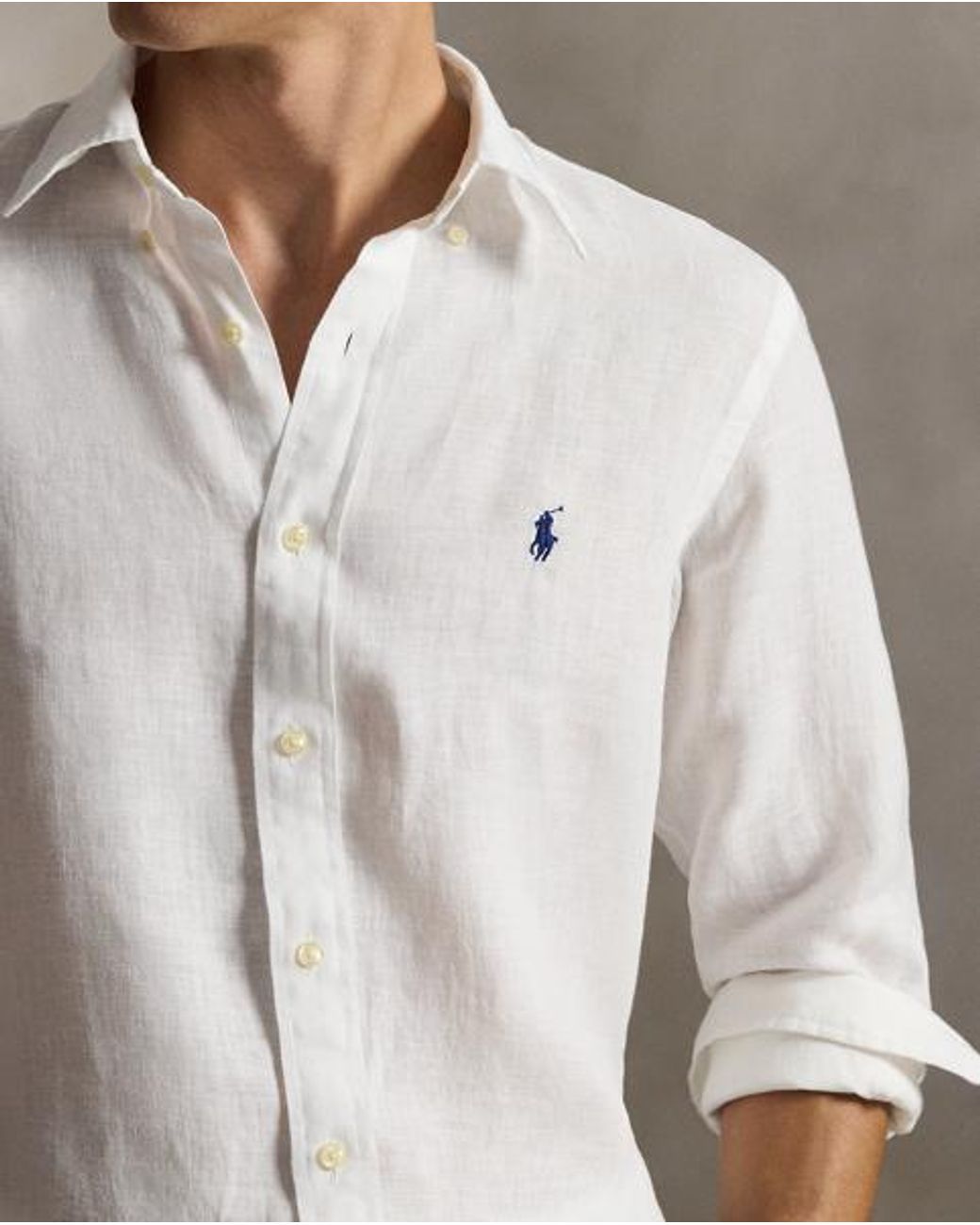 Polo Ralph Lauren White Custom Fit Linen Shirt for men
