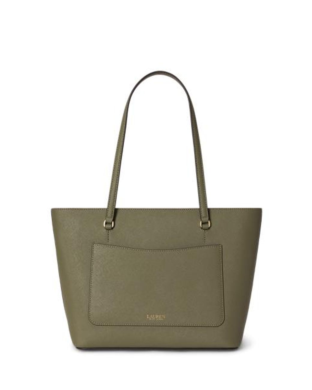 Ralph Lauren Blue Medium Karly Crosshatch Leather Tote