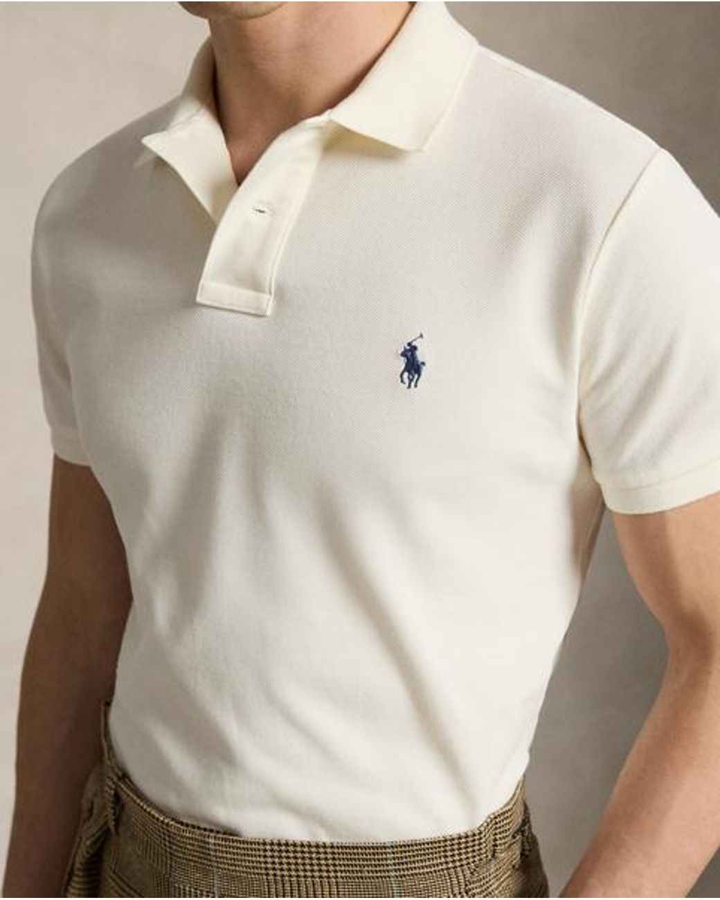 Polo Ralph Lauren White The Iconic Custom Slim Fit Mesh Polo for men