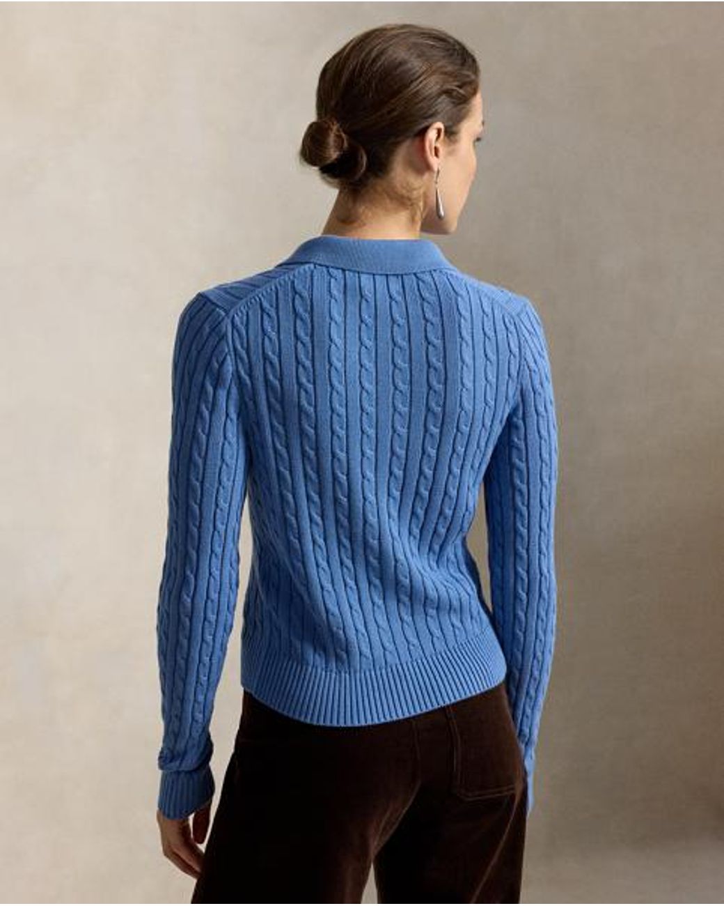 Polo Ralph Lauren Brown Cable-Knit Cotton Cardigan