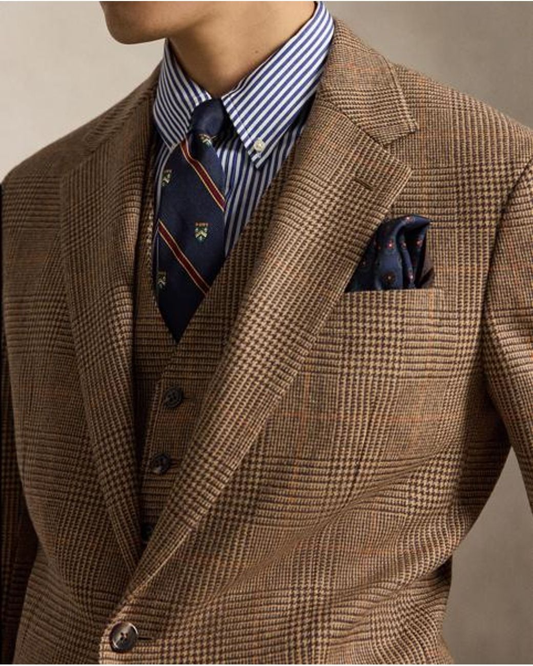 Polo Ralph Lauren Brown Polo Tailored Glen Plaid 3-Piece Suit for men