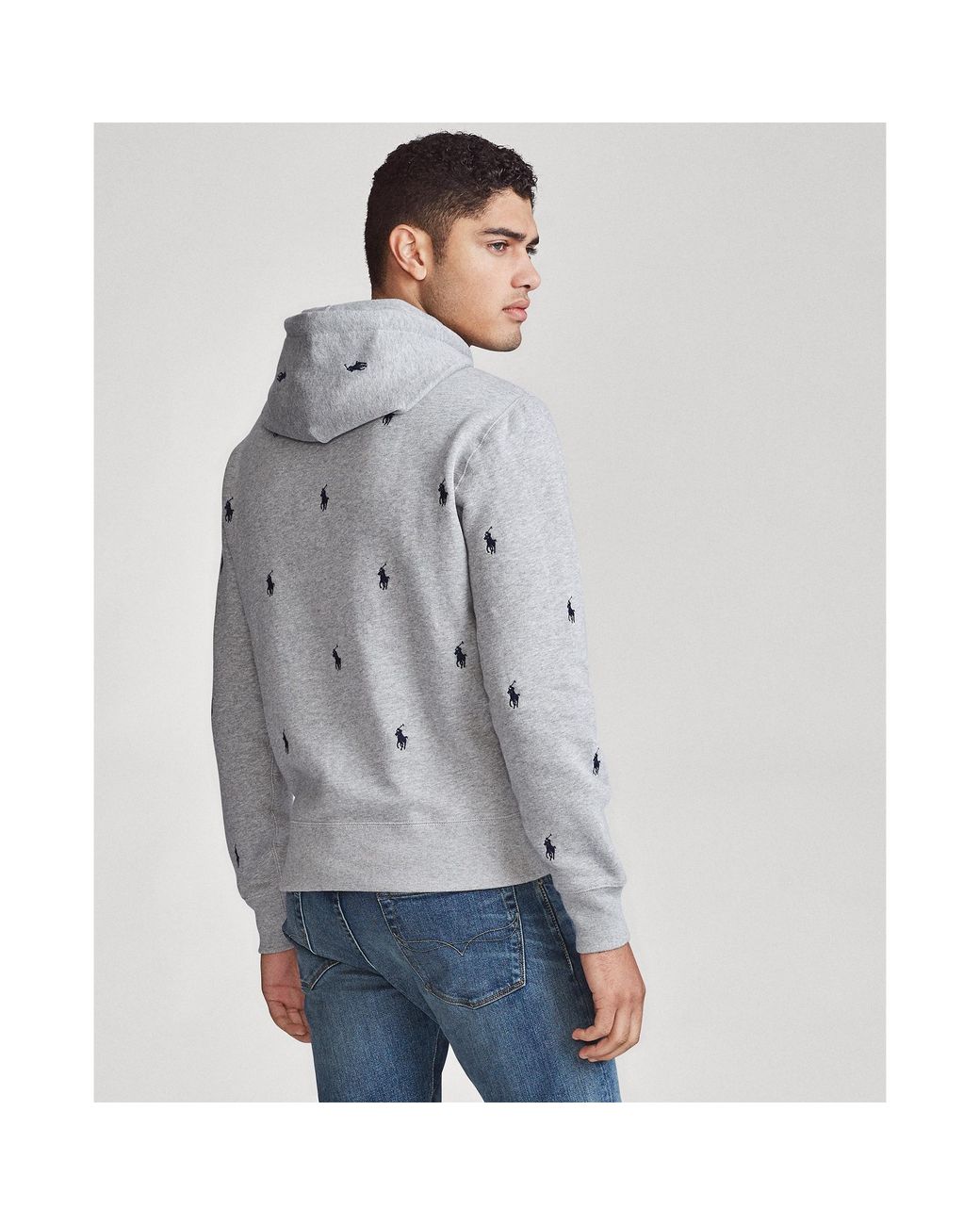 Ralph Lauren Pink Pony Fleece Hoodie in Gray for Men | Lyst