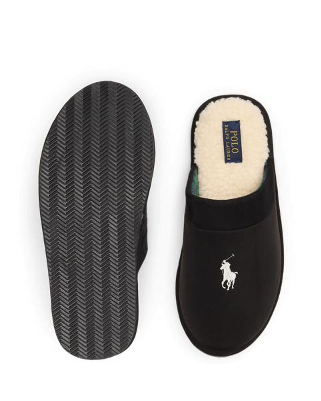 Polo Ralph Lauren Black Klarence Microsuede Scuff Slipper for men