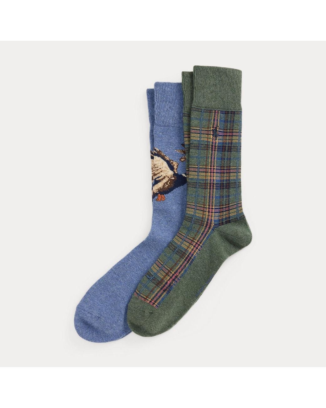 Polo Ralph Lauren Blue Mallard & Plaid Trouser Sock 2-Pack for men