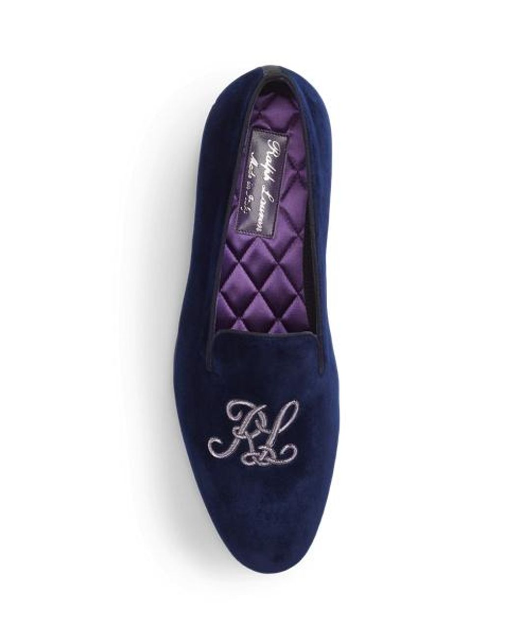 Ralph Lauren Blue Alonzo Bullion Velvet Slipper for men