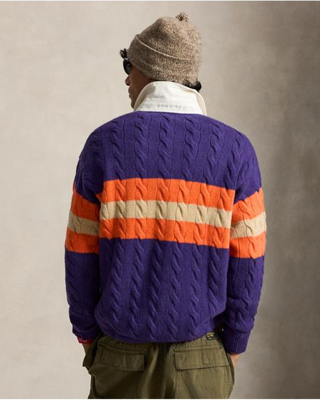 Polo Ralph Lauren Blue Relaxed Fit Cable-Knit Rugby Jumper for men