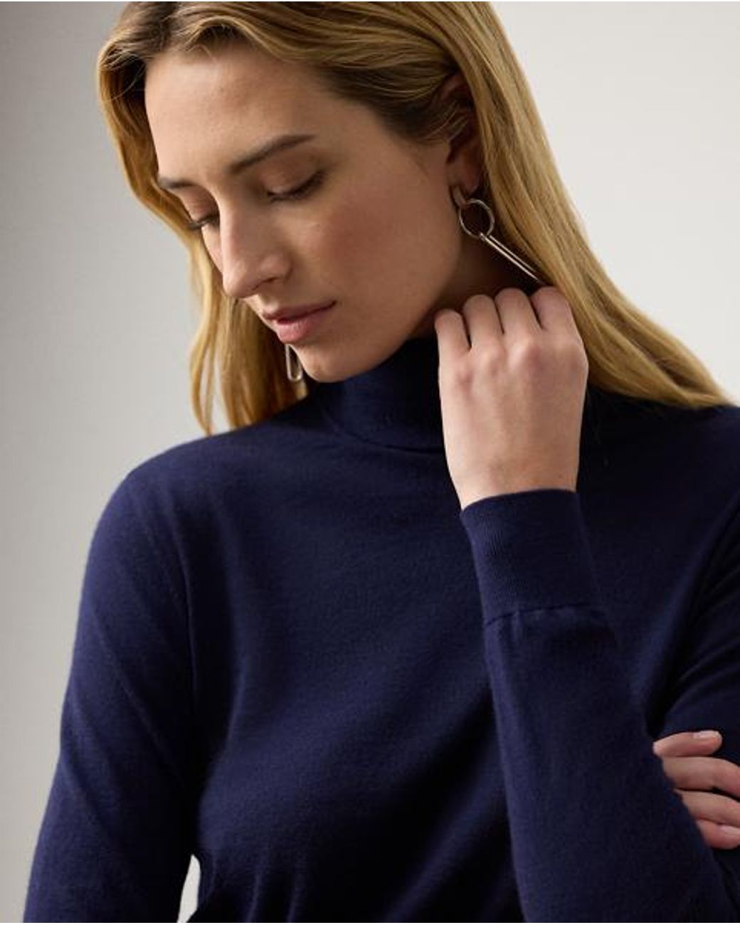 Ralph Lauren Blue Cashmere Roll Neck Jumper