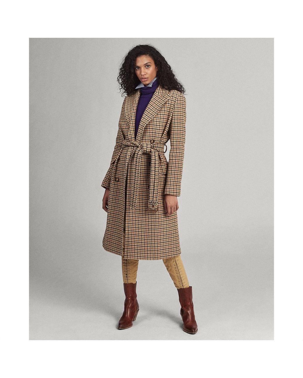 houndstooth wool blend coat lauren ralph lauren