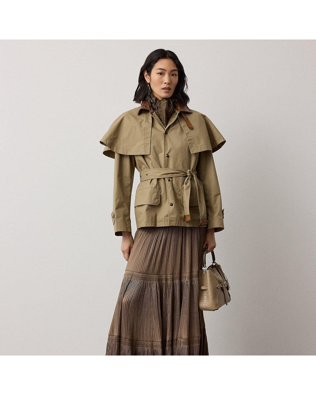 Ralph Lauren Green Adeena Pleated Lamé Maxiskirt