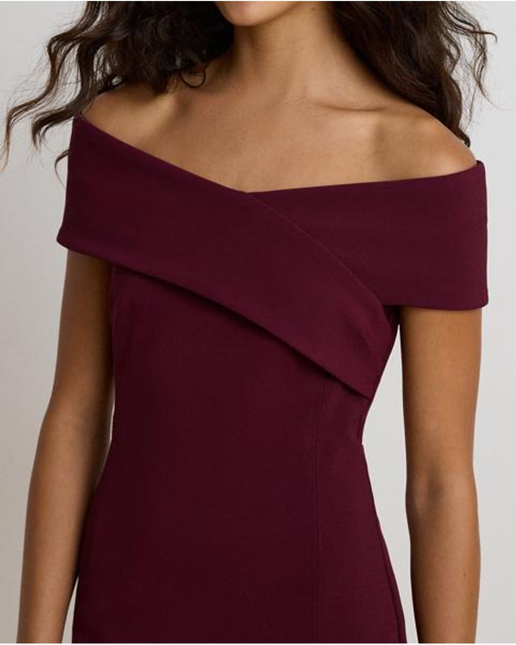Ralph Lauren Red Faille Off-The-Shoulder Cocktail Dress