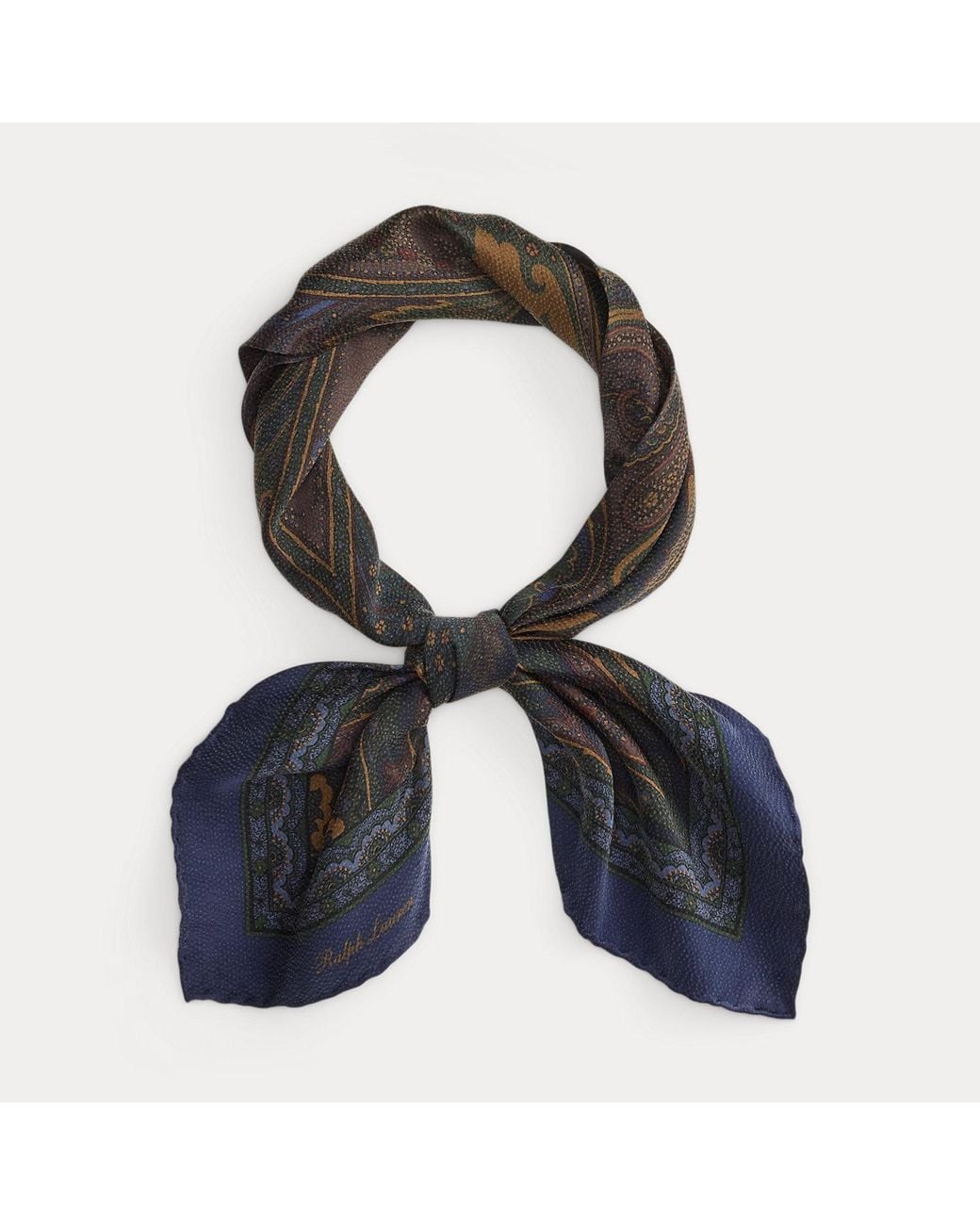 Ralph Lauren Brown Paisley-Print Silk Neckerchief for men