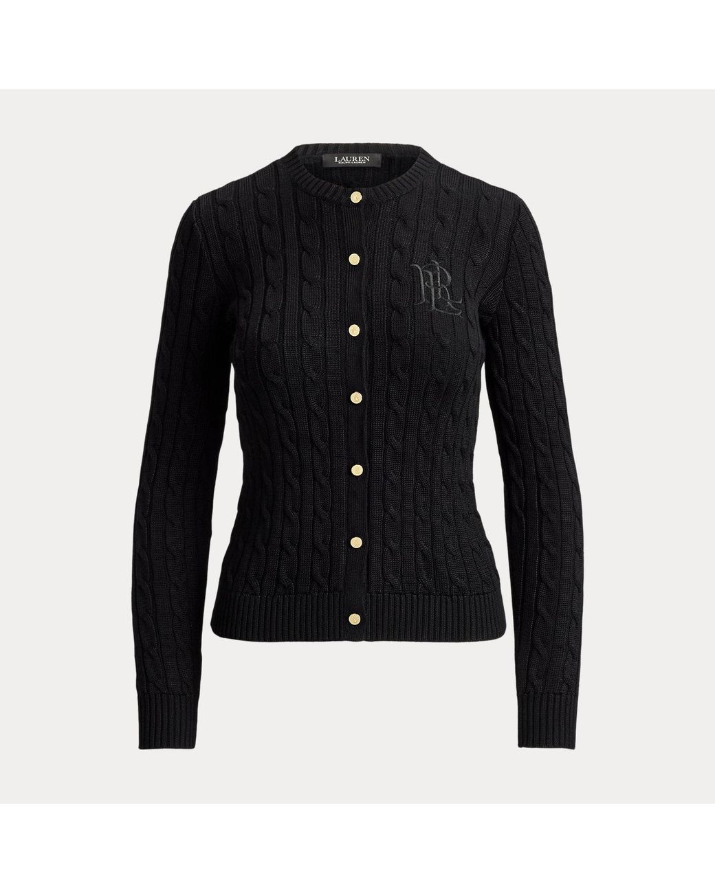 Ralph Lauren Black Cable-Knit Cotton-Blend Cardigan
