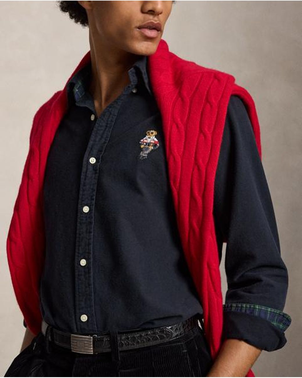 Polo Ralph Lauren Blue Custom Fit Polo Bear Oxford Shirt for men