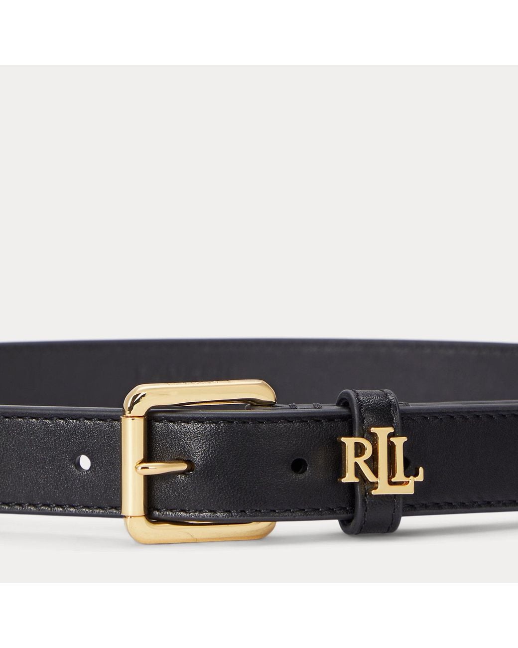 Ralph Lauren Blue Logo-Keeper Skinny Leather Belt