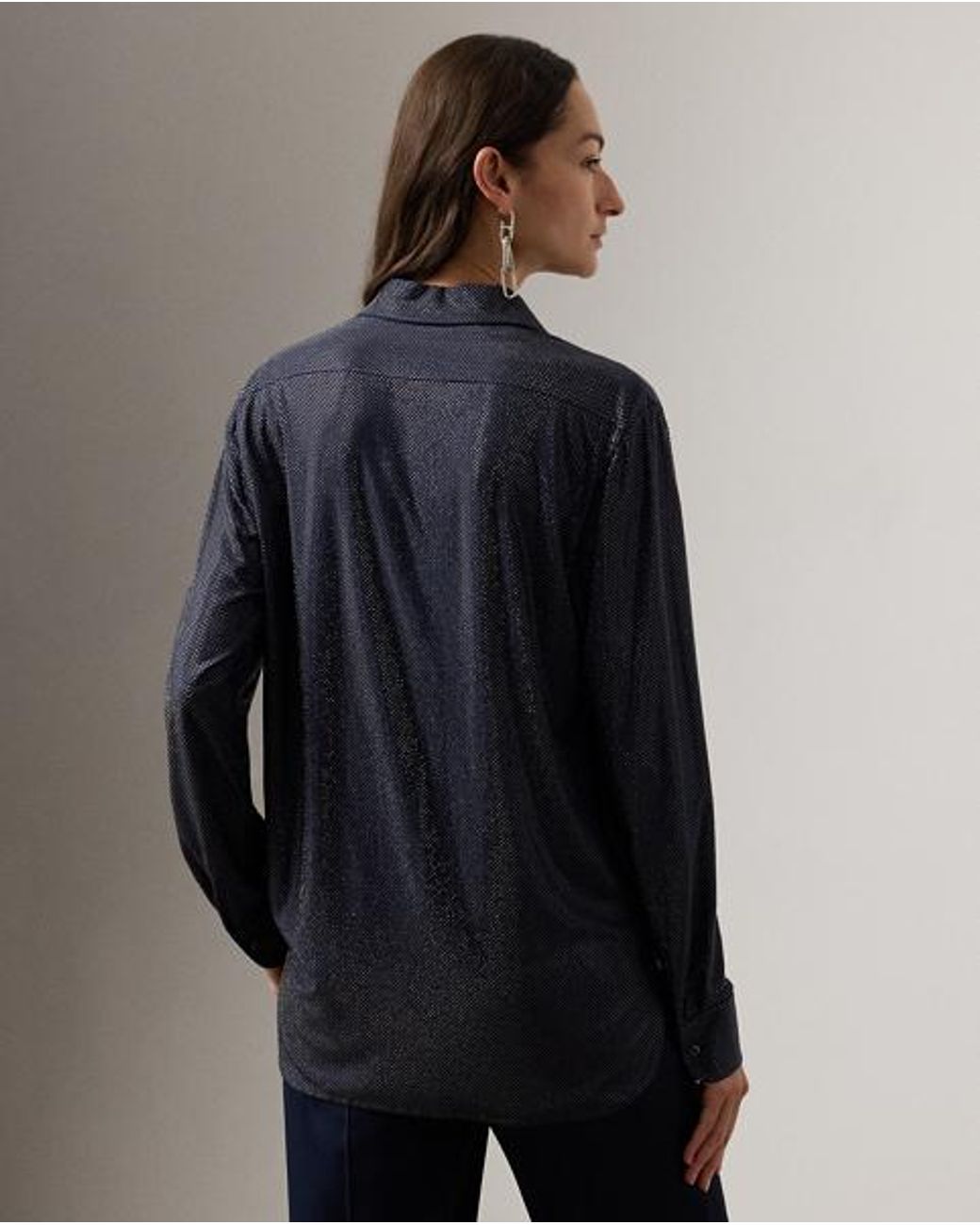 Ralph Lauren Blue Adrien Relaxed Fit Embellished Shirt