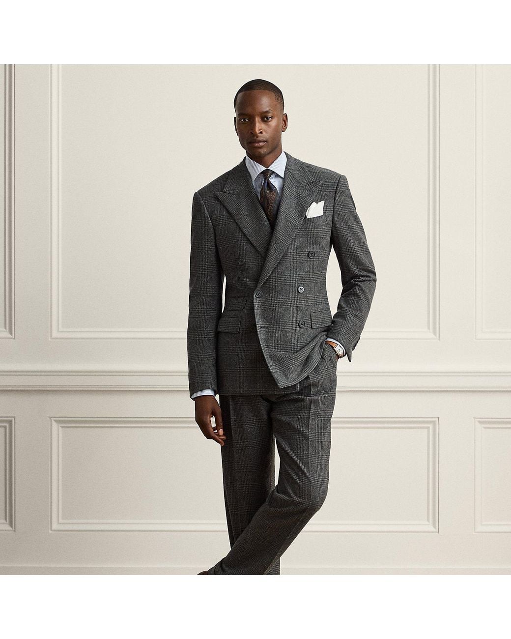 Ralph Lauren Black Gregory Handmade Glen Plaid Wool Suit for men