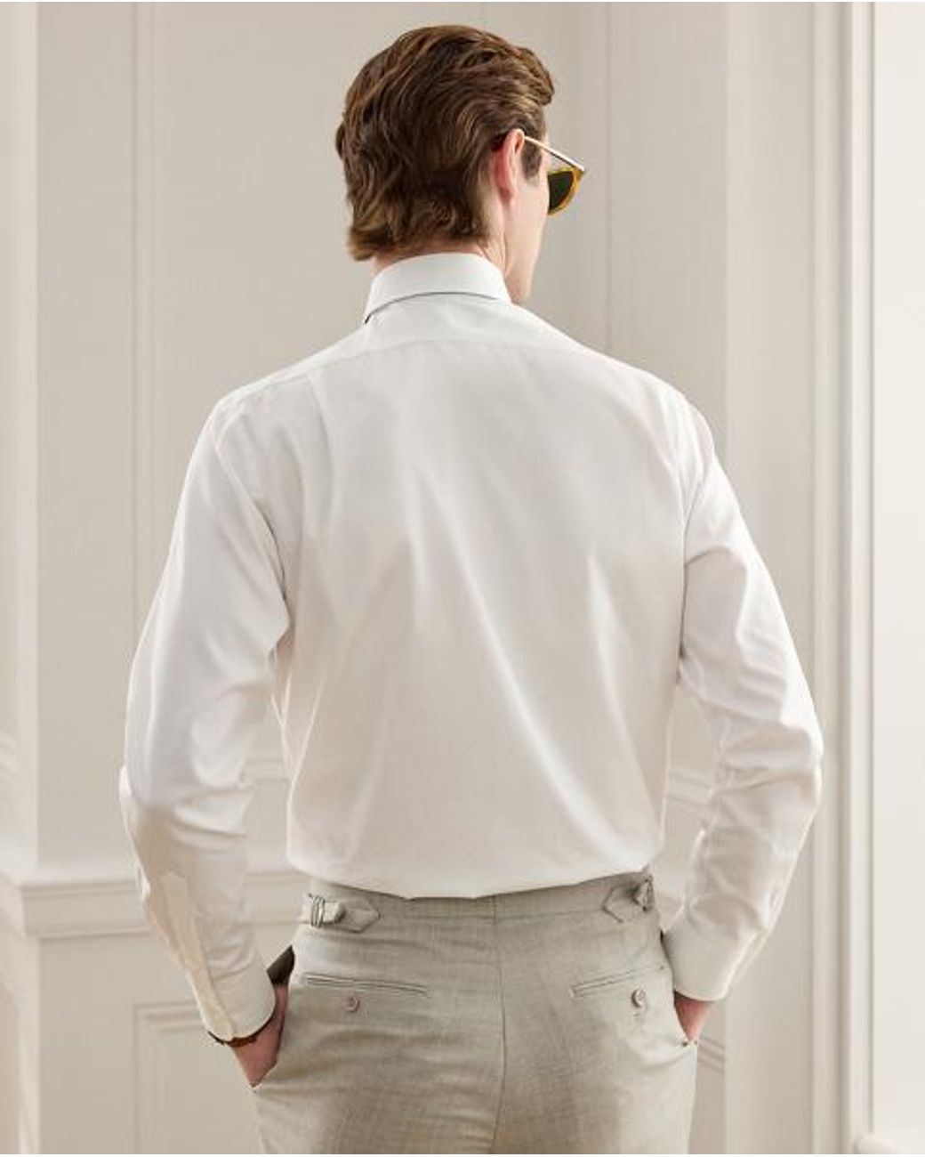 Ralph Lauren White Diamond-Textured Oxford Shirt for men