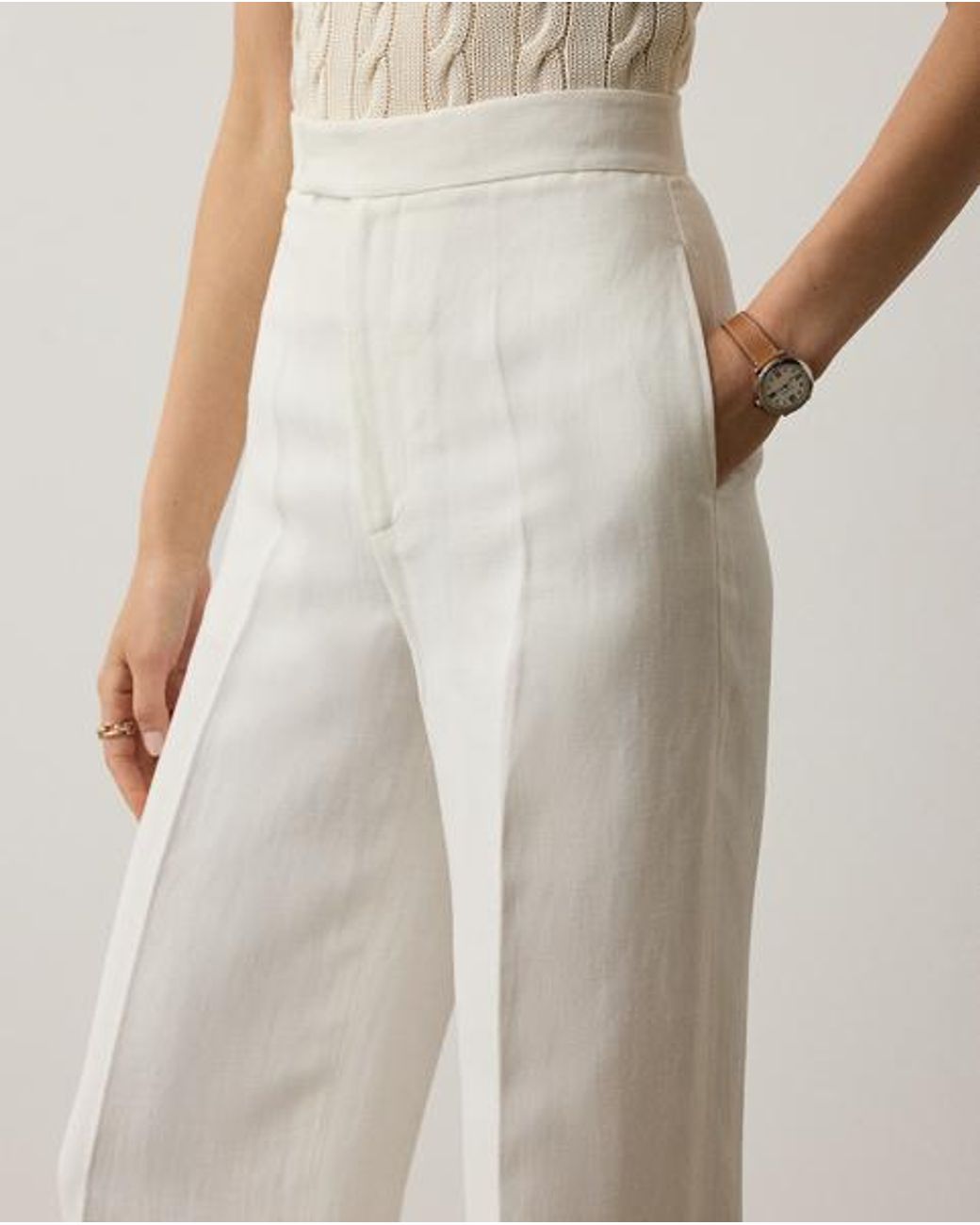 Ralph Lauren White Dean Linen Pant