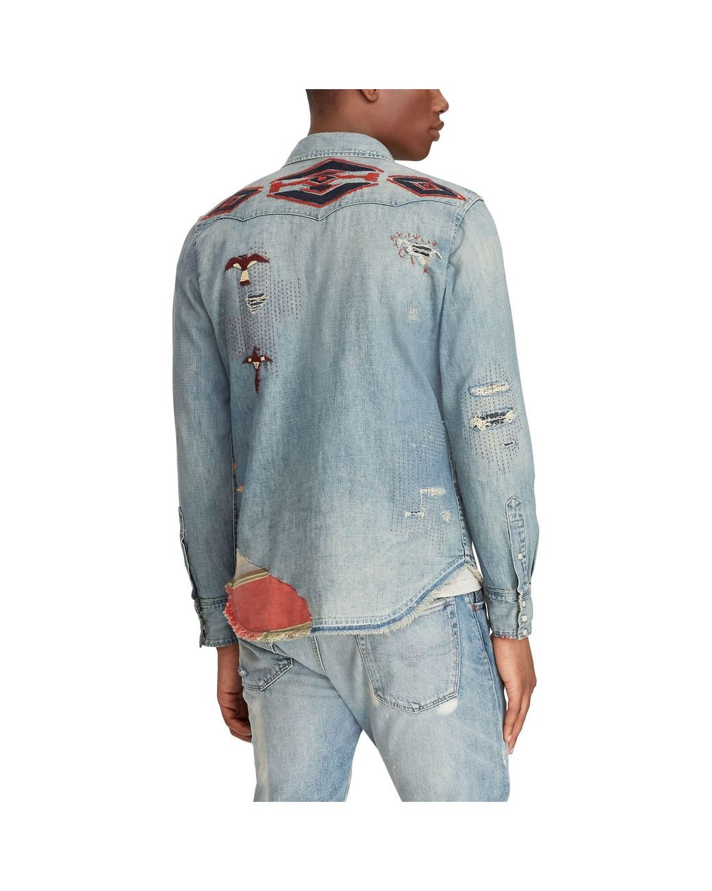 Polo Ralph Lauren Embroidered Western Shirt in Blue for Men | Lyst