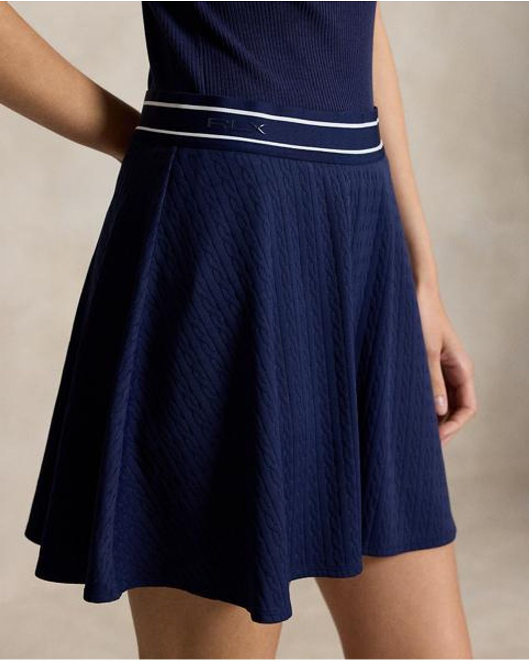 Ralph Lauren Blue Cable-Motif A-Line Skort