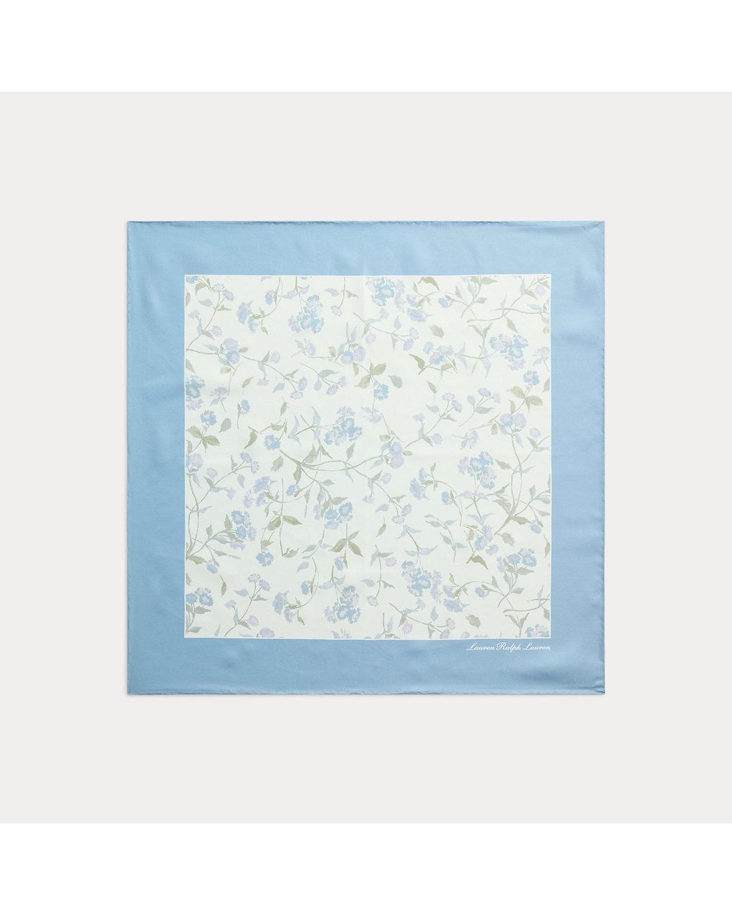 Ralph Lauren Blue Floral Silk Square Scarf