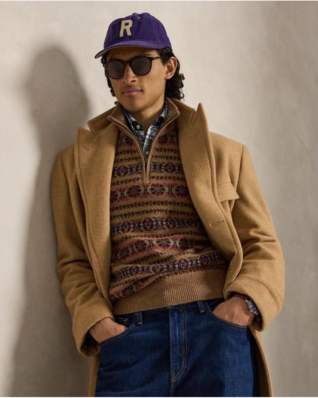 Polo Ralph Lauren Brown Fair Isle Wool Mockneck Jumper for men
